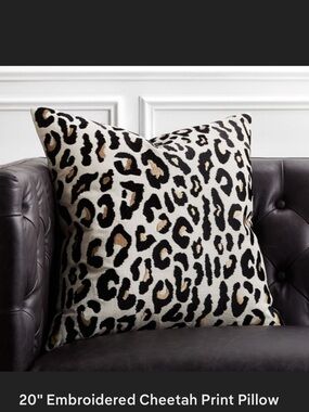 CB2 Cheetah Print Accent Pillow Cover in Black, Cream & Tan